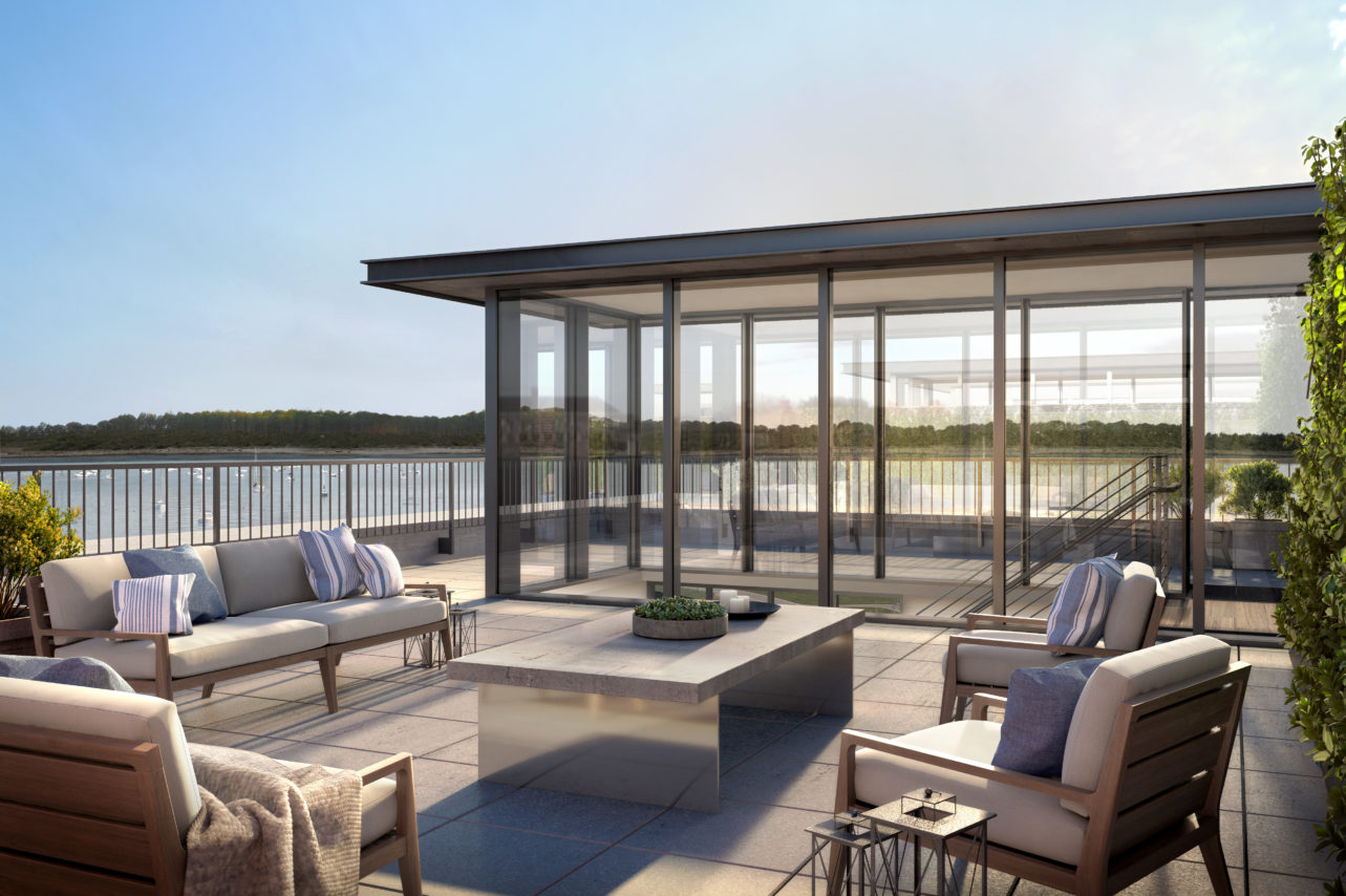 Roof top seating area at The Beacon at Gravies Point