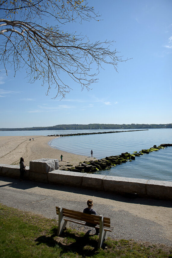 park bench on the water near The Beacon at Garvies Point