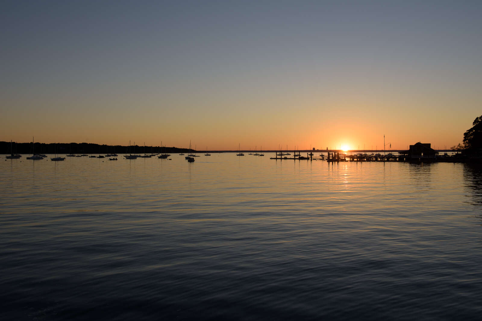 Sunset over the water