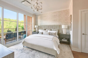bedroom with queen bed at The Beacon at Garvies Point
